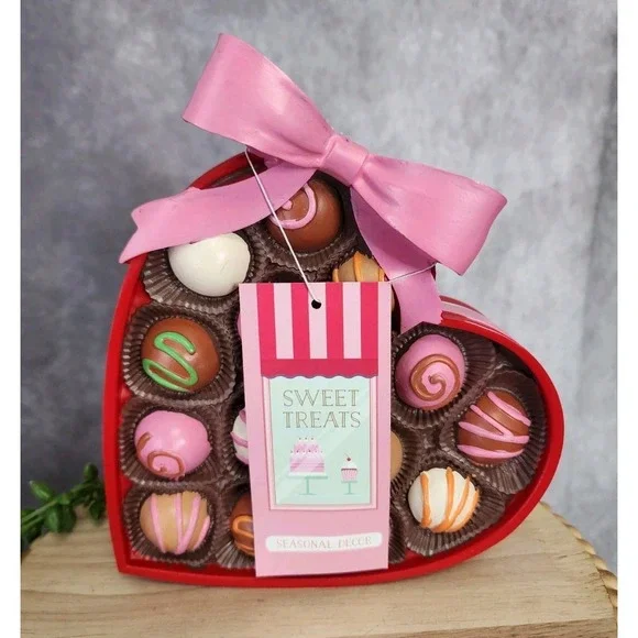 Sweet Treats Valentines Heart Box of Chocolates Tabletop Resin Decoration 8
