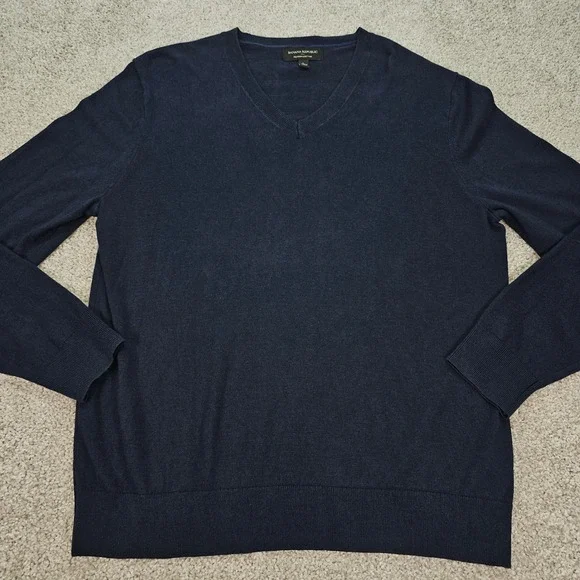 Banana Republic Men Sweater V Neck Long Sleeve Premium Luxe Large Cashmere Blend