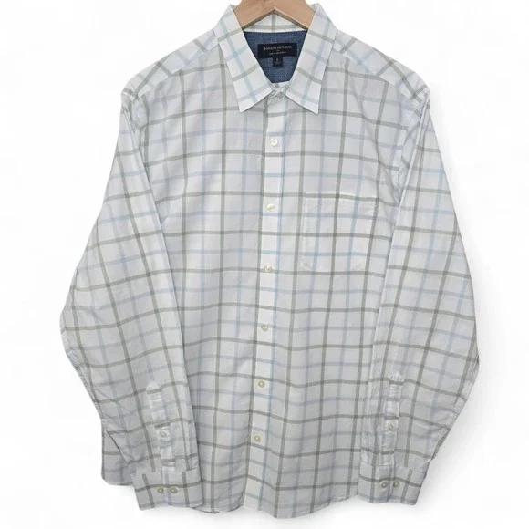 Banana Republic Shirt Mens‎ Large White Button Up Slim Fit Long Sleeve Cotton