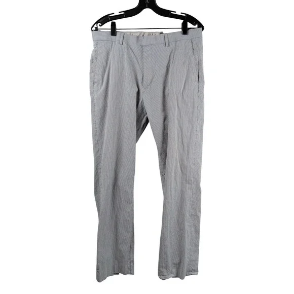 Banana Republic Tailored Slim Striped Dress Pants Mens 34 30 Cotton Blue White‎