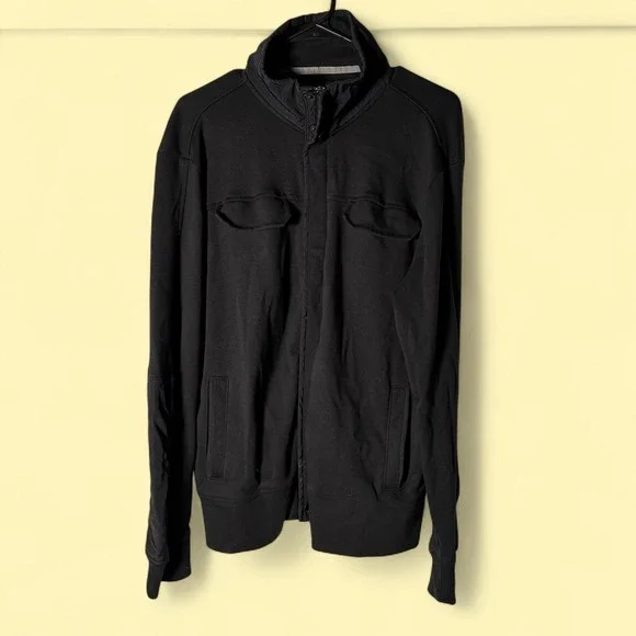 Banana Republic Full Zip Jacket Mens Large Black Excellent Mock Neck Utility