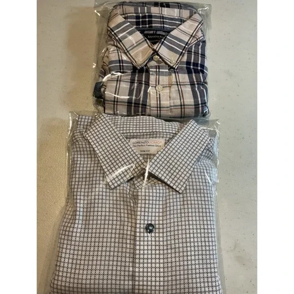 2 Items 1 Banana Republic Shirt Mens Lg Oxford Slim Fit Plaid Button‎ Down J12