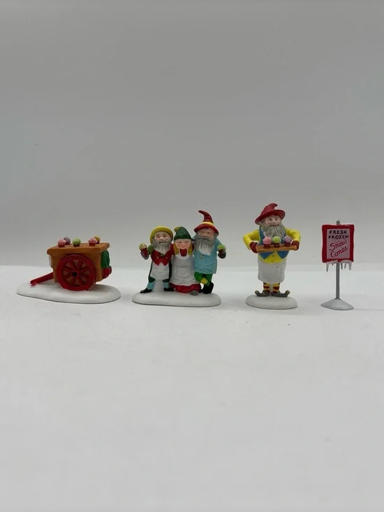 Department 56 1994 Vintage‎ Heritage Village Snow Cone Elves 5637-5 Set Of 4 EUC