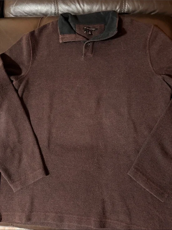 Banana Republic Men's Dark Brown Zip-Up Collar Sweater