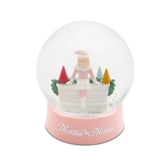 Martha on the Mantel Snow Globe Holiday Tradition Pink Base Girl Christmas‎