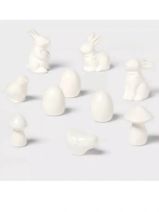 NWT 10 Piece Miniature Ceramic Easter Bunny and Egg Figurines Target