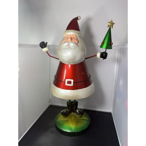 Vintage Style Metal Santa Claus Decor Wobble Bobble Body Collectible Festive 20