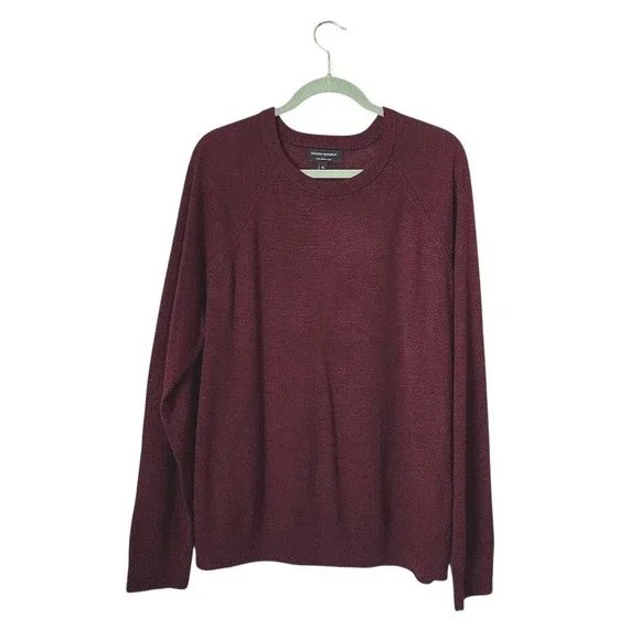 BANANA REPUBLIC 100% Merino Wool fine knit crewneck sweater in maroon XL