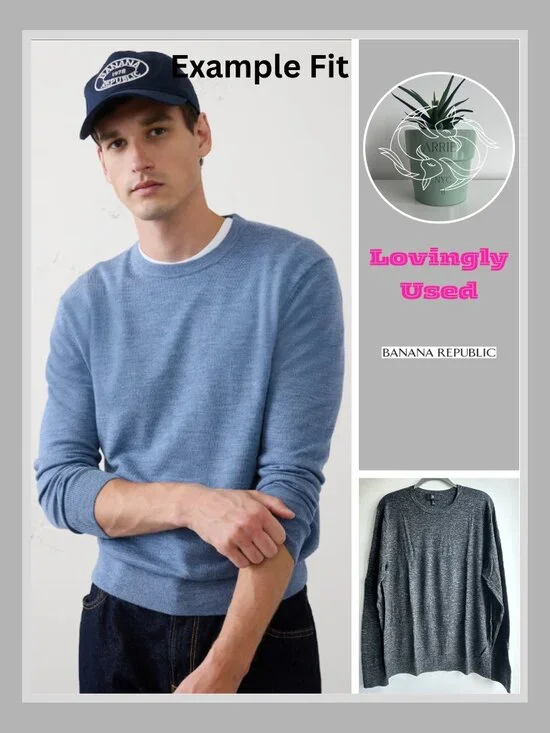 Banana Republic - Men's Merino-Linen Blend Crew-Neck Sweater - Gray (M)