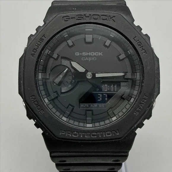 Casio G-Shock GA-2100 Men Watch 45mm Black Dial Resin Analog Digital New Battery