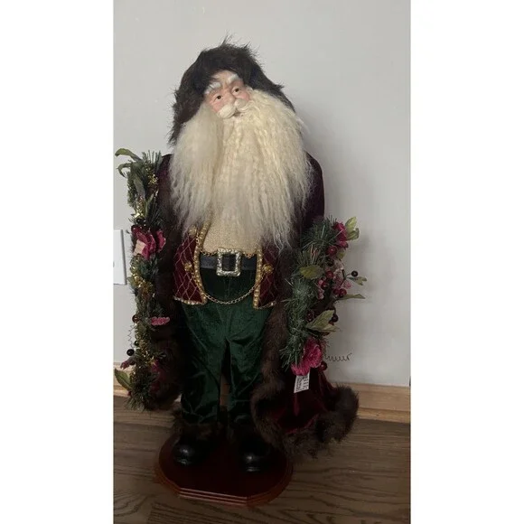 Vintage Large German Style Santa Clause‎ Burgundy Green 28