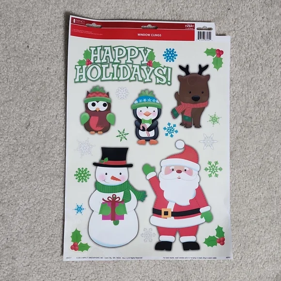 Happy Holidays Christmas Window Clings,  12