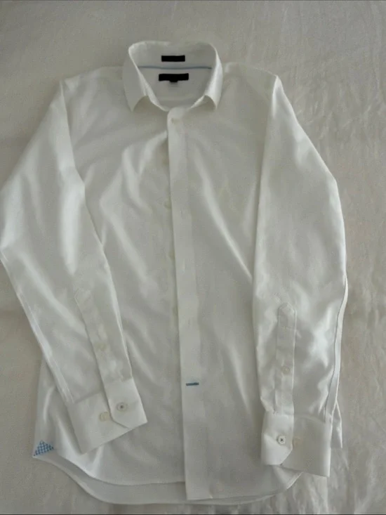 Banana Republic White Men's Dress Shirt - Spread Collar