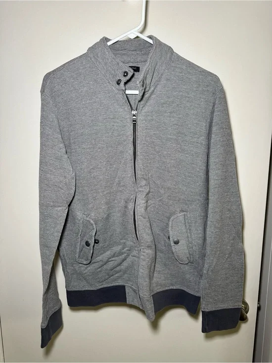 Banana Republic Light Gray Zip-Up Knit Jacket