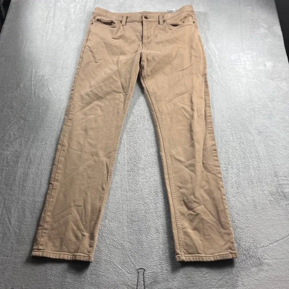 Banana Republic Traveler Pants Mens 35x32 Slim Fit Tan Khaki Chino 5-Pocket