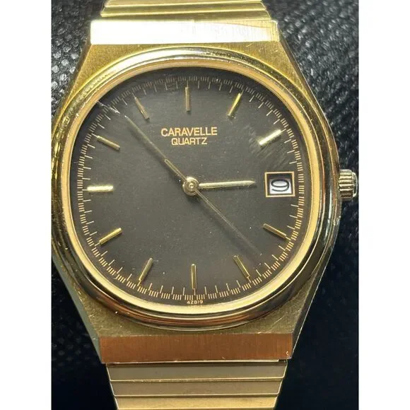 Vintage Caravelle by Bulova Men's Gold-Tone Quartz Watch — New Battery!