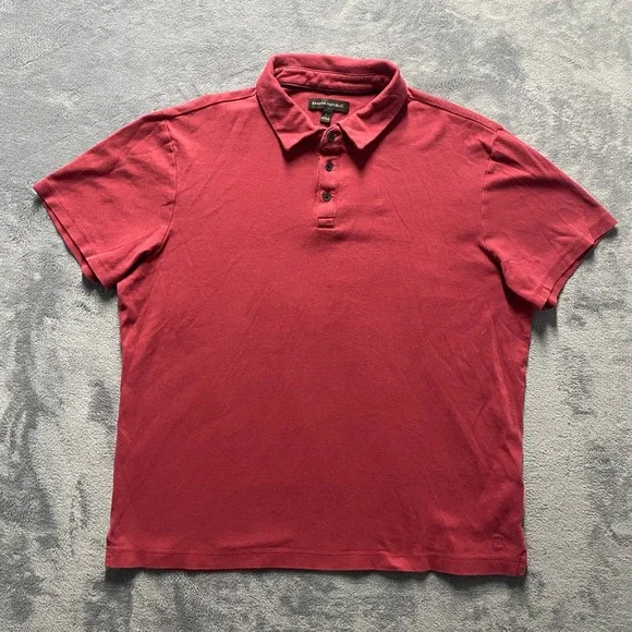 Banana Republic Mens Large Polo Shirt Red Short Sleeve Cotton 1588968 Burgundy