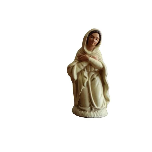 Flaw Vtg Christmas Nativity Figurine Paper Mache Composite:  Mary Madonna 5.75