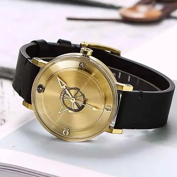 ODM Unisex “Beyond” Watch in Black with a Gold Face, Works, Excellent Condition
