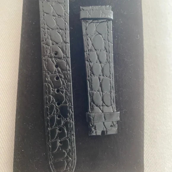 Vintage Chanel Black Leather Watch Strap 18mm and 16mm at the buckle