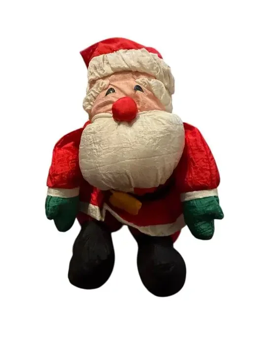 Vintage Santa Claus Plush Christmas Holiday Decor Soft Stuffed Figure 1990s‎