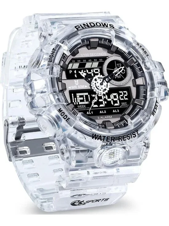 Men's Clear Analog Quartz Digital Sports LED Waterproof Countdown Wrist Watch
