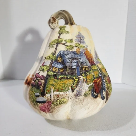 Hobby Lobby Fall 2013 Painted Pumpkin Gourd Cottage Farmhouse Decor 5029038