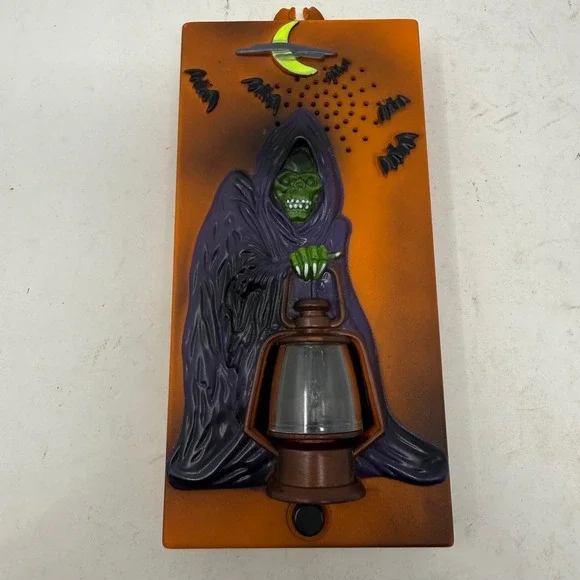 Vintage 1995 Toy State Halloween Grim Reaper Lantern Spooky Sound Wall Plaque