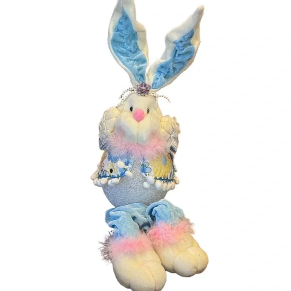 Adorable Blue and Pink Bunny Moveable Ears and legs