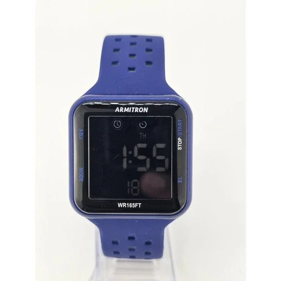 Armitron Unisex‎ Digital Sport Watch 38MM Blue Plastic Bands Working Light