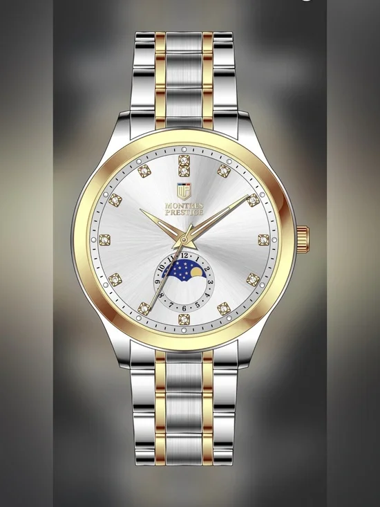 MONTRES PRESTIGE X Invicta Men 42mm Silver Tone Case Silver Metal Dial Gold Band