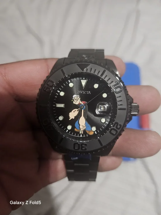 Invicta Black Stainless Steel Men’s Watch Popeye Dial 47mm Automatic W/ Case