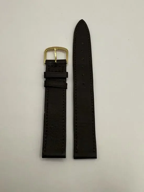 16mm KREISLER Genuine Lizard Brown NOS Vintage Watch Band & Gold Buckle