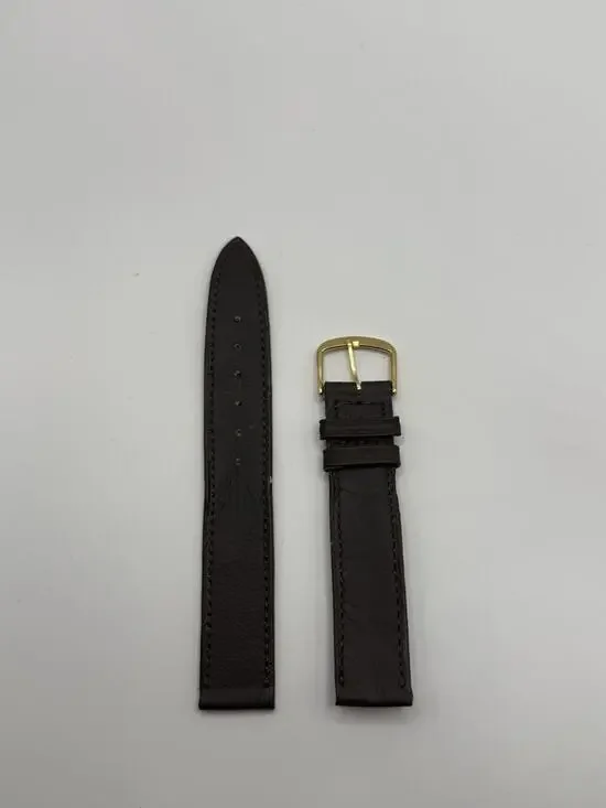 16mm KREISLER Genuine Calfskin Brown NOS Vintage Watch Band & Gold Buckle