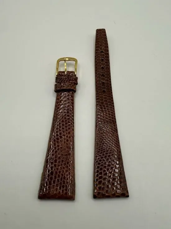 16mm KREISLER Genuine Lizard Honey NOS Vintage Watch Band & Gold-Tone Buckle