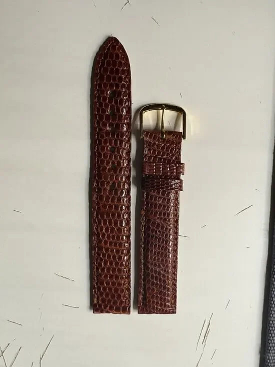 16mm Kreisler HONEY Genuine Lizard NOS Vintage Watch Band & Gold-Tone Buckle