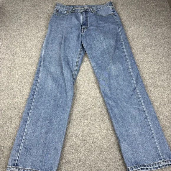 Levis 550 Jeans Mens 33x34 Relaxed Straight Light Wash Blue Denim‎ Casual Y2K