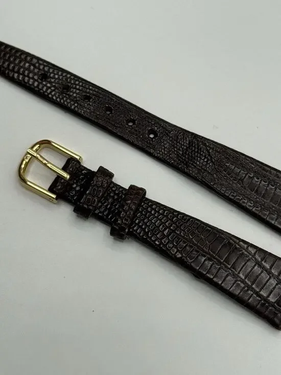 16mm Kreisler Brown Lizard NOS Vintage Watch Band & Gold-Tone Buckle
