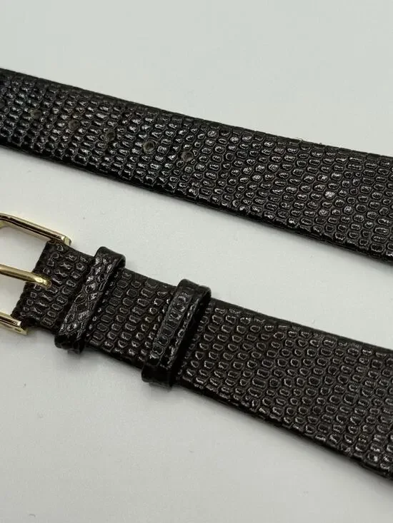 21mm Kreisler Brown Lizard Calfskin NOS Vintage Watch Band & Gold-Tone Buckle