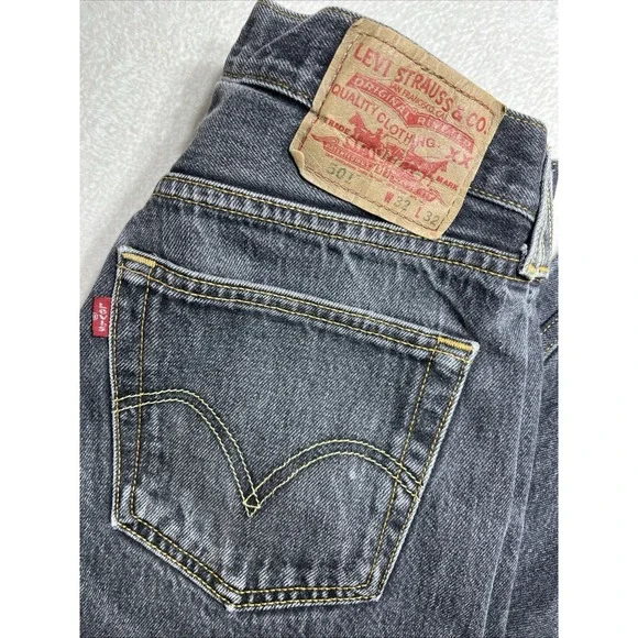 Vintage Levis 501 Black Jeans‎ Men 32x32 (31x 29) Y2K Button Fly Denim Straight