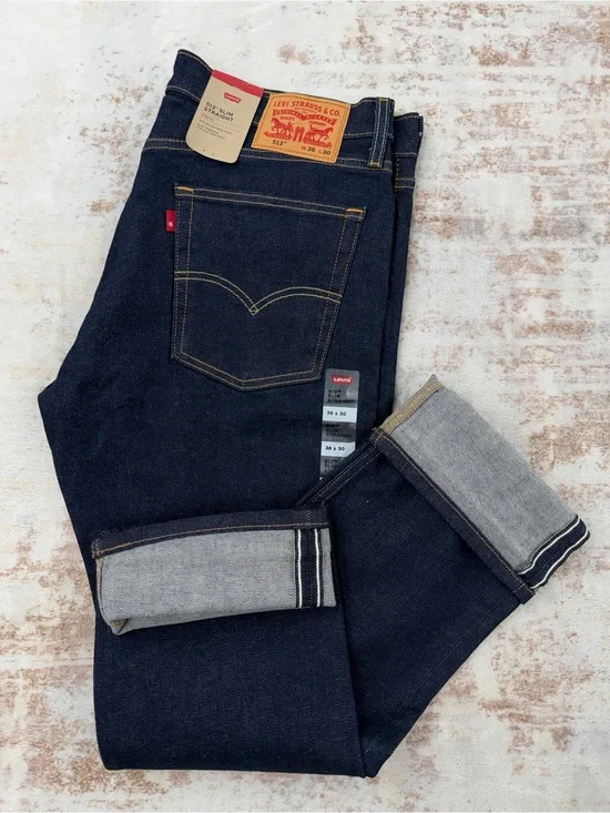 NWT Levi's Men's 513 Slim Straight Selvedge Stretch Jeans 36x30