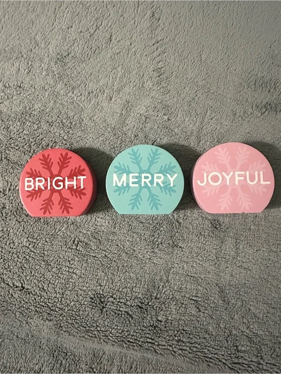 Holiday Wooden Decorative card holder Blocks - Bright, Merry, Joyful