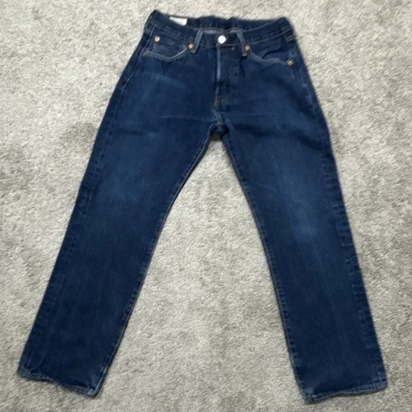Levi's Premium Men's Dark Wash Blue Denim Jeans Straight Mid Rise‎ 5-Pocket