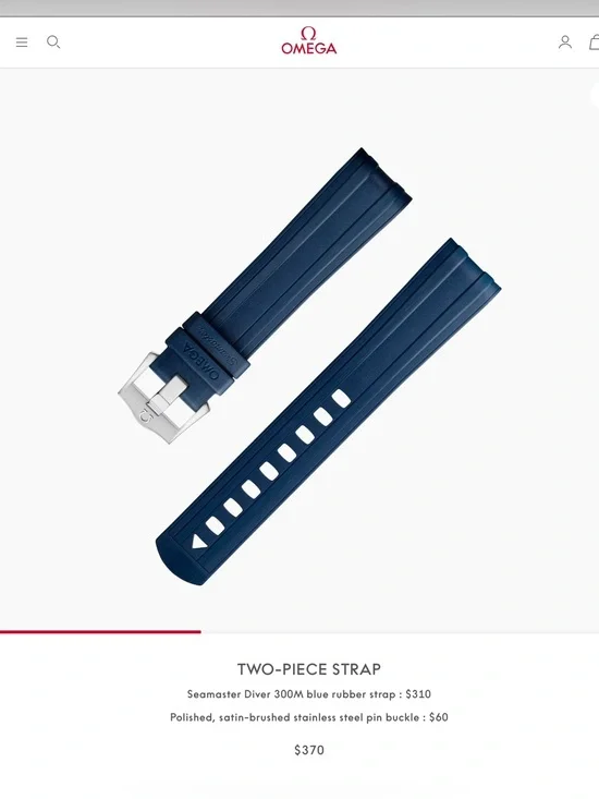 Omega Seamaster Diver 300M Blue Rubber Strap Ref. 032CVZ010127 20mm