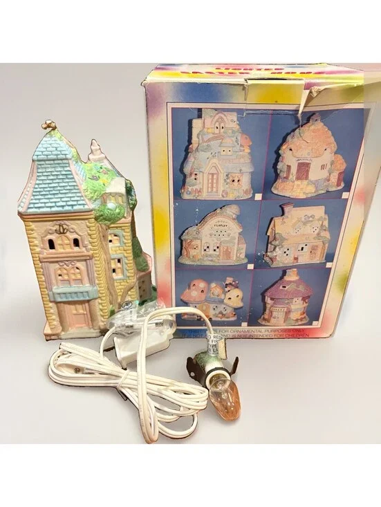 Easter Bunny Vintage Porcelain Light Up Village House House With Cord