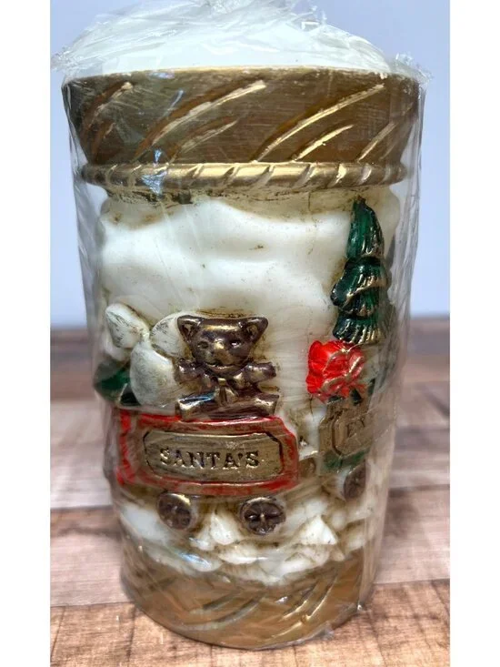 Christmas Santa's Express Candle Emperor Art Creations New 1986 7-3/4” X 3.75”