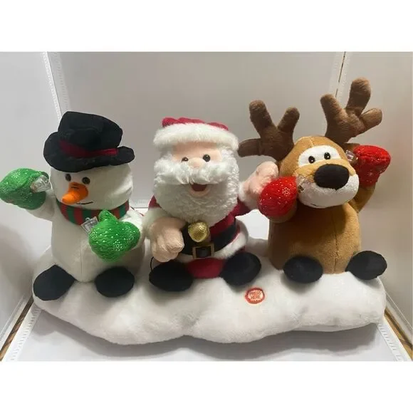 Christmas Singing Light Up Plush Snowman Santa Reindeer Snow Here Comes Santa