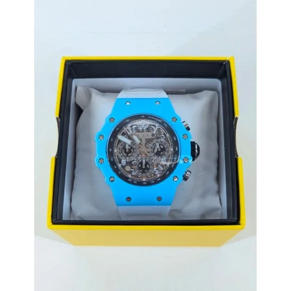 Invicta Racing Vaulthan 69673 Men Watch 44mm Blue White Silicone Chronograph NEW