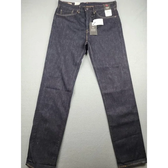 Levi's 505 Regular Jeans Mens 34x36 Dark Blue Wash Selvedge Straight Denim NWT