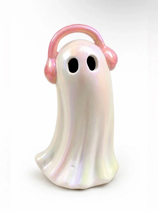ADORABLE Light Up Ghost Figurine - Pink Halloween